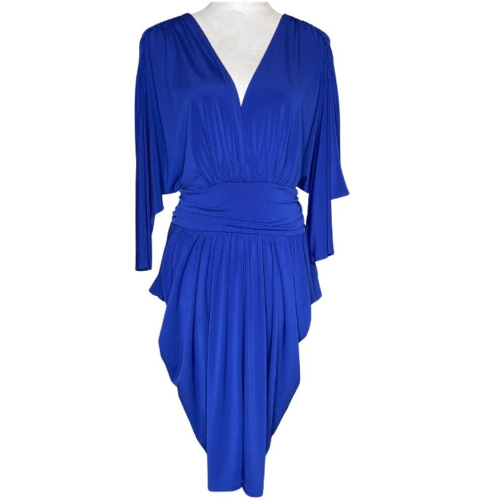 Cameo Royal Blue Draped Midi Dress